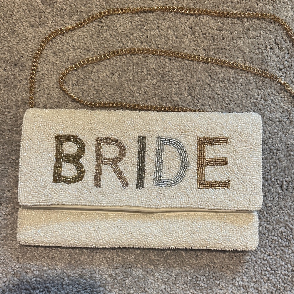 👰🏼 BRIDE Ivory Beaded Crossbody Clutch - Picture 2 of 7
